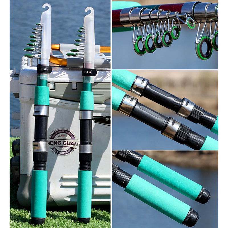 Bass Pike Carp Fishing Rod Combo Catfish Rod 1.8-3.6M Telescopic Fishing Rod and Spinning Fishing Reel Fishing Set Rod+Reel