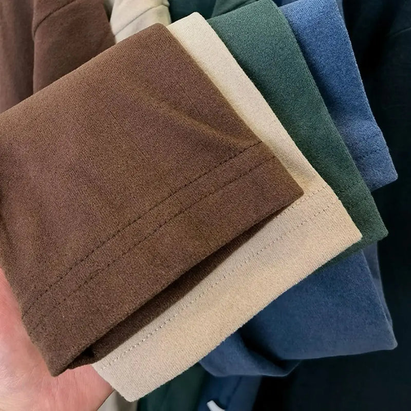 Polyester Men's Thermal Underwear Cold Weather Thermal Clothes Warm Long Sleeve Shirt Base Layer Plus Velvet Shirt