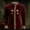 New Men's Floral Long Sleeved Shirt with Gold 3D Clover | SAMAG
