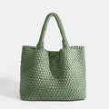 Woven Tote Bag For Women Soft Foldable Top-Handle Wristlet Bag Fashion Hobo Handbag Composite Bag with Coin Purse