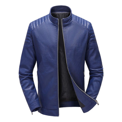 Men Coats Faux Leather Jackets Stand Collar Pu Zipper | SAMAG