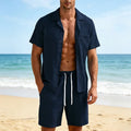 Men Textured Co Ord Set Loose Fit Short Sleeve Camp | SAMAG