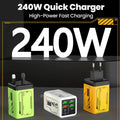 240W 4USB+2Type C Super Fast Charging Mobile Phone Charger 6 Ports USB3.0 PD3.0 EU/UK/US Charger For Iphone 17 16 Samsung POCO