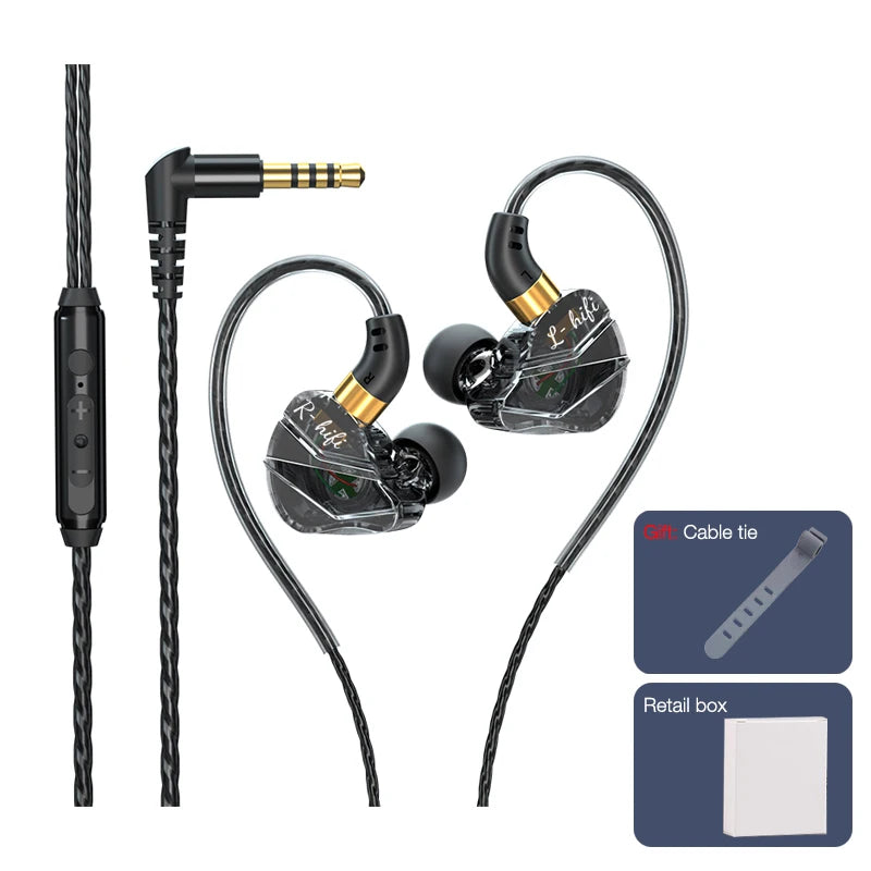EARDECO Wired Headphones With Microphone Wire-Controlled Wired Earphone In-Ear Headphones Sport Earphones Gaming Headset Bass