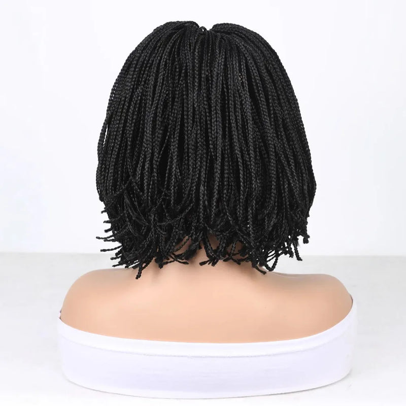 Synthetic Lace Front Wigs For Woman Short Bob Wig with Bangs Braided Wigs Women Daily Party Cosplay Woman Wigs Black Gray