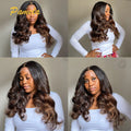 Blonde Wig Ombre Brown Colored Human Hair Wig 250 Density Loose Deep Wave Lace Frontal Glueless Wigs Human Hair Ready To Wear