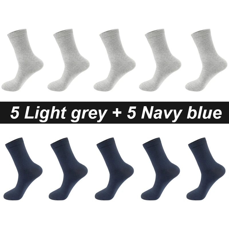 10Pairs/Lot Men Combed Cotton Socks Black Casual Business | SAMAG