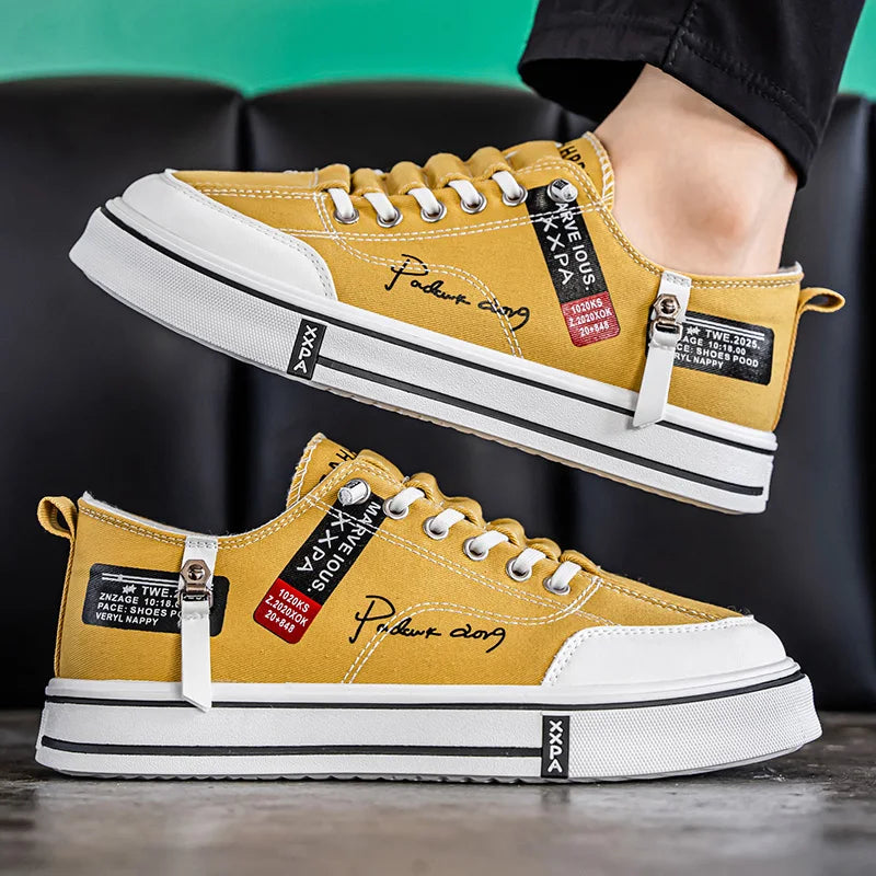 Men's Canvas Shoes Low Top Board Shoes Casual Trendy Shoes,  Men's Shoes Student Youth Thick Soled Cloth Shoes