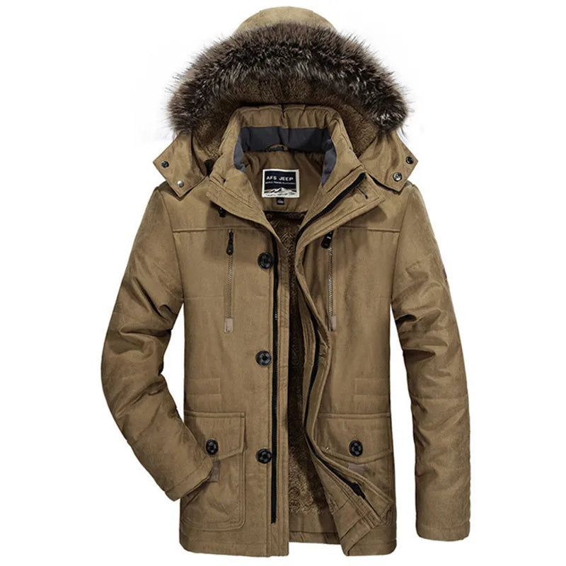 New Winter Men Hooded Fur Collar Long Down Jackets Overcoats Male Multiple Pockets Warm Parkas Quality Man Casual Chaquetas 7XL