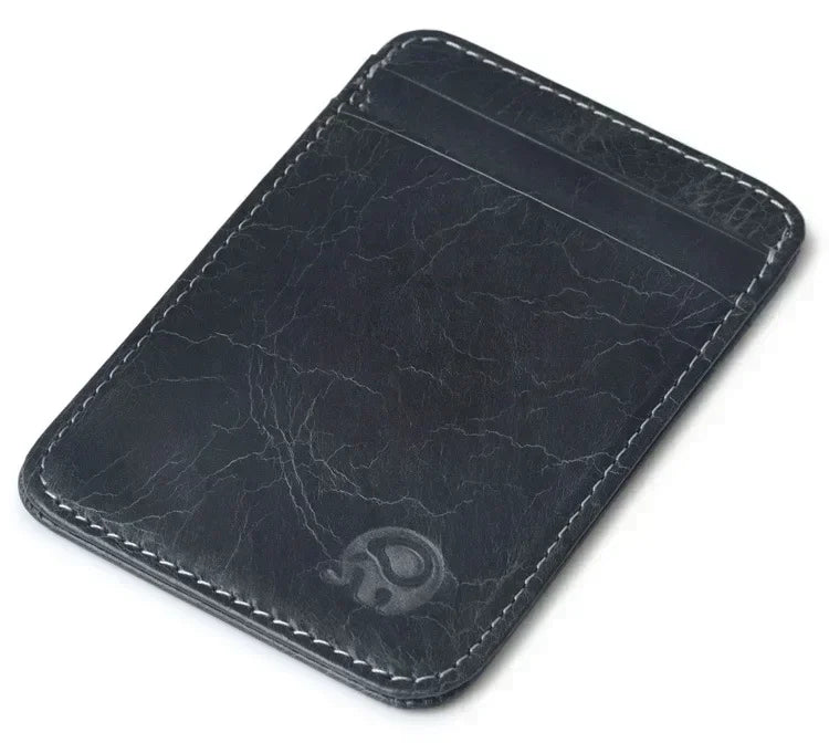 Fashion 100% Genuine Leather Thin Bank Credit Card Case Mini Card Wallet Men Bus Card Holder Cash Change Pack Business ID Pocket