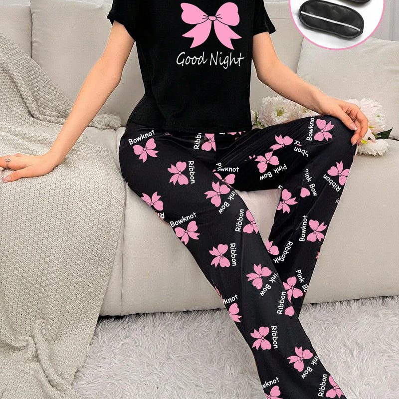 Women's new style bow print short-sleeved trousers | SAMAG