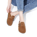 Evshine Women's Suede Clogs Slippers with Double Buckle Non-slip Beach Slides Classic Potato Shoes Comfy Soft Insole Flat Mules