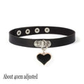 Woman Black Punk Choker Collar Necklace Sexy PU Leather Heart Lock Key Spike Chocker Gothic Cosplay Accessories Party Jewelry