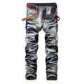 Fashionable New Men's Motorcycle Jeans Pleated Holes | SAMAG