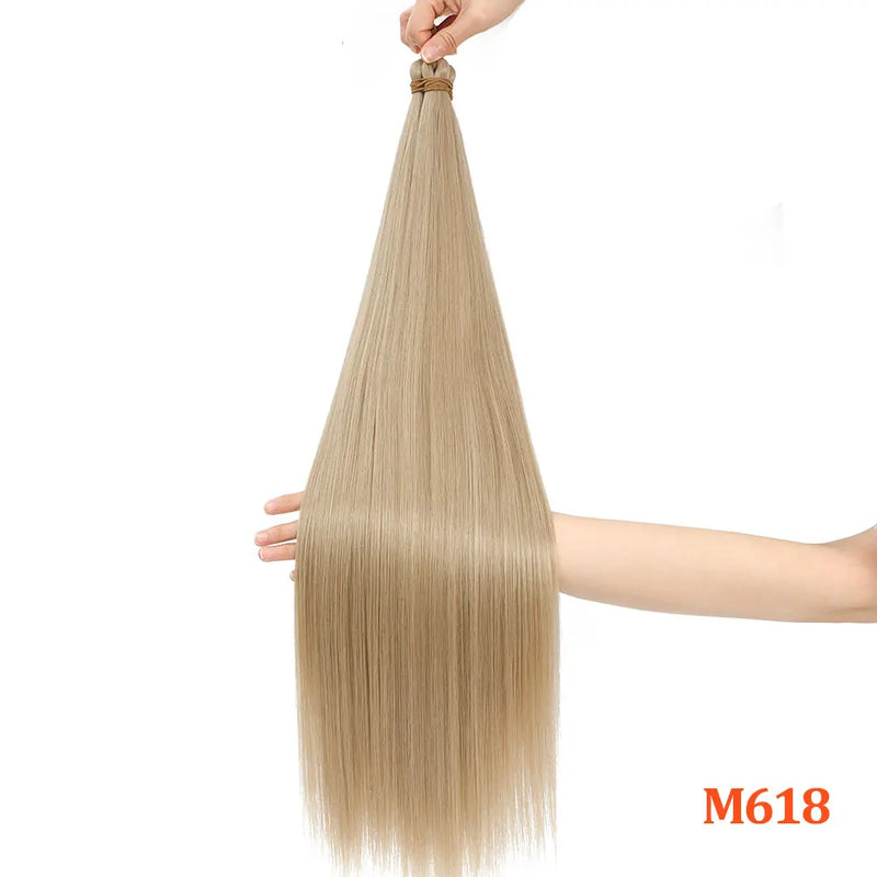 Gladys 28 Inch Crochet Braids Hair 3PCS 300g Synthetic Orange 60MW Ombre Brown T1B-330-276 Straight Braiding Hair Soft Pony Hair