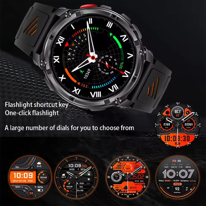 2026 New 1100mah AMOLED Smart Watch Men 170+Sport Fitness LED Flashlight IP69 Waterproof Bluetooth call GPS track Smartwatch iOS