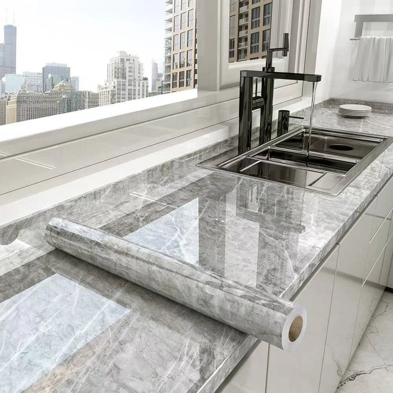 PVC 40cm Waterproof Marble Self-Adhesive Wallpaper Bathroom Cabinet Countertop Contact Paper Waterproof Wall Sticker