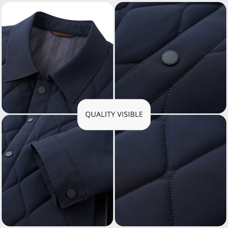 High End Mulberry Silk Lapel Collar Light New Brand Fashion Autumn Parka Jacket Men Business Winter Casual Windbreaker Coats