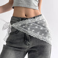 Korean Style Lace Embroidery Belt with Detachable Scarf Layering Accessory for Tulle Skirts Elegant Waist Chain with Floral