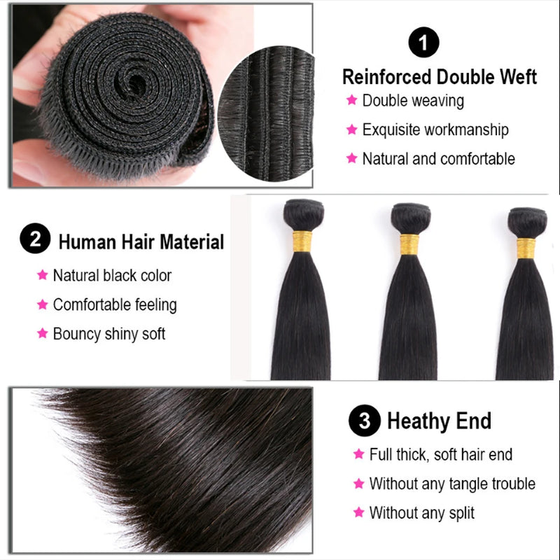 18A Bone Straight Human Hair Bundles Soft Real Raw Virgin Hair Extensions For Women Hair Weave Bundle Deal Double Weft Wholesale