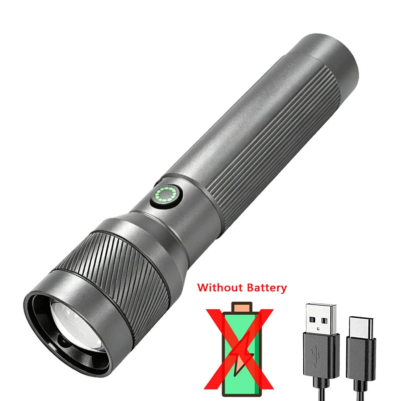 Tactical Zoomable LED Flashlight High Lumen 1200LM, USB - C - View 9 | SAMAG