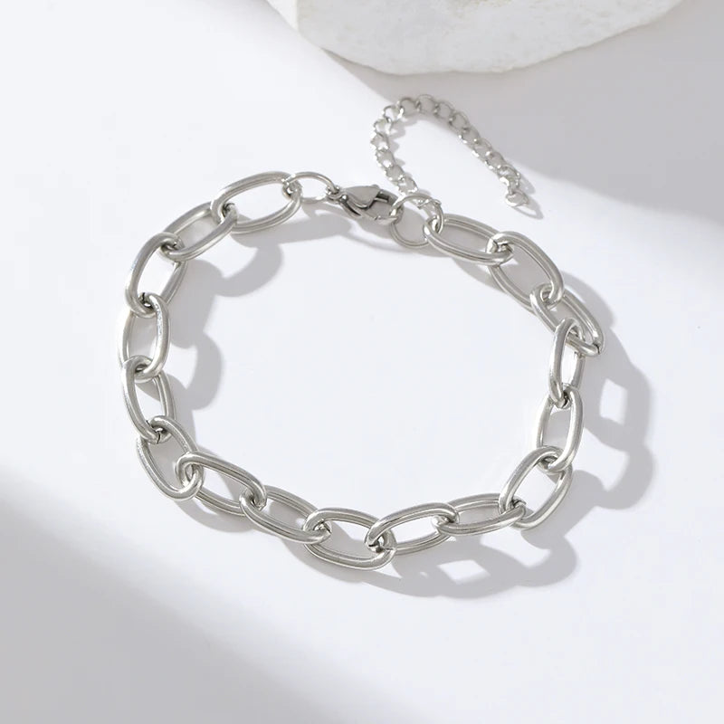 EILIECK 316L Stainless Steel Beads Wound Chain Bracelet for Women Charm Metal 18 K Plated Trendy Golden Unique Design Jewelry