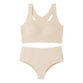 TERMEZY Soft Seamless Wireless Bra Set Minimalist Racerback Bralette Set Sport Yoga Breathable Panties Set Solid Color Intimates