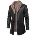 Winter Men's Thick PU Leather Jacket Coat Long Outwear Fur Turn Down Collar Fashion Male Clothes Vintage Leather Jackets MY916