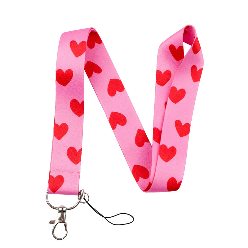 Heart Lanyard Simple Style Neck Strap for Key ID Card Cell Phone Straps Badge Holder DIY Hanging Rope Neckband Accessories