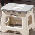 1PC Portable Grey Plastic Folding Stool - Compact, Versatile for Camping, Fishing, Home & Car Storage.