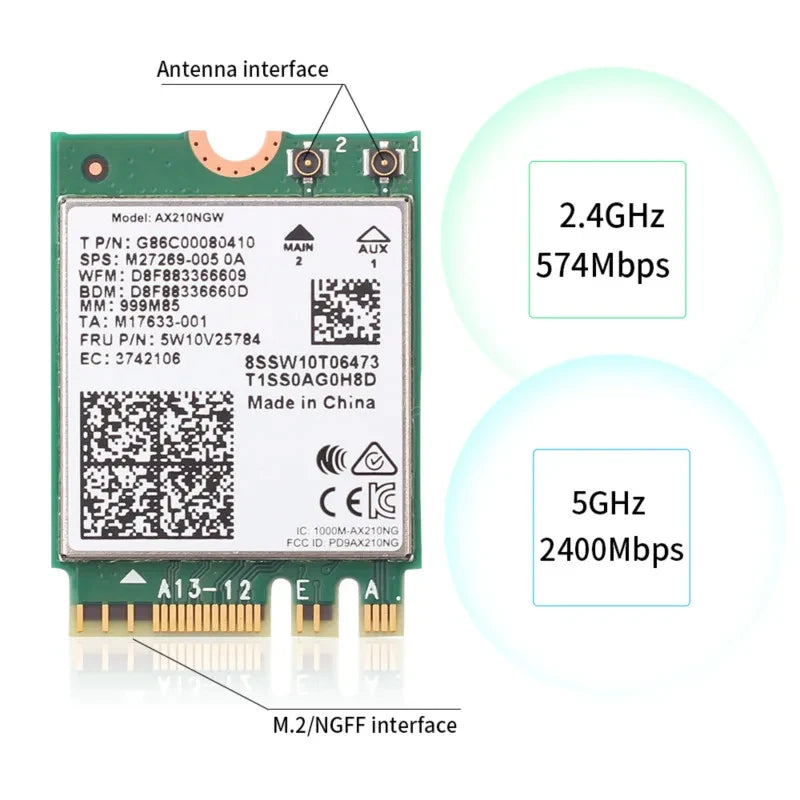 Wi - Fi 6E AX210NGW Wireless Card 5374Mbps BT5.3 Desktop Kit Antenna 802.11ax Tri - Band 2.4G/5Ghz/6G Than - Visuel 4 | SAMAG