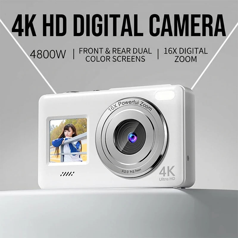 Children's Digital Camera 4800W High Definition Pixel Dual Color Screen 16X Zoom Beauty Feature Front And Back Pixel Camera
