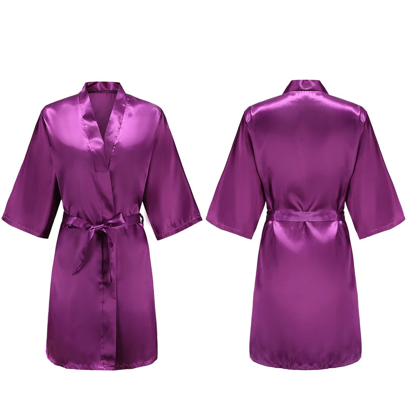 Women's Pure Short Silky Robes Bridesmaid Bride Party | SAMAG