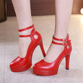 high quality leather shoe for women 11cm high heel platform point toe 32 33 42 43 elegant and fashion shoe black red white