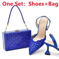 New Arrival Nigeria Women Designer Shoes and Bags Decorated with Rhinestone Wedding Italian Shoes Bag Set Pumps Women Luxury