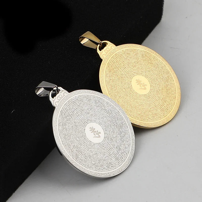 Vintage Stainless Steel Buddha Plaque Scripture Necklace Shurangama Mantra Tibetan Buddhist Vow Talisman Religious Party Jewelry