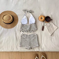 Women's 2-piece Tankini Swimsuit Strap V-neck Striped | SAMAG