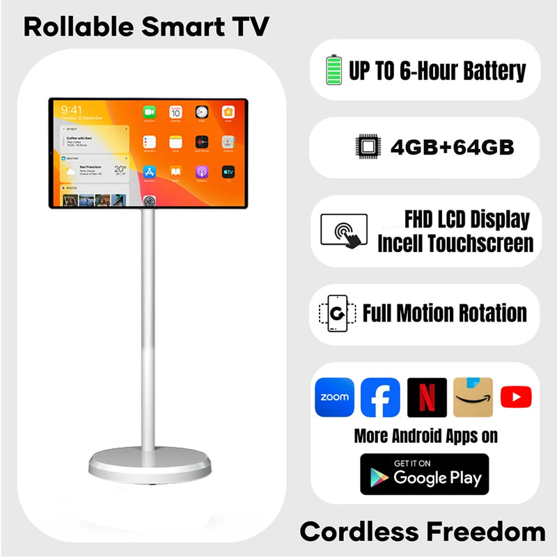 2025 New LCD Tablet 21.5 Inch Smart Television Rechargeable Portable Tv 6Gb+128Gb Touch Screen Tv Android Smart Tv For Work