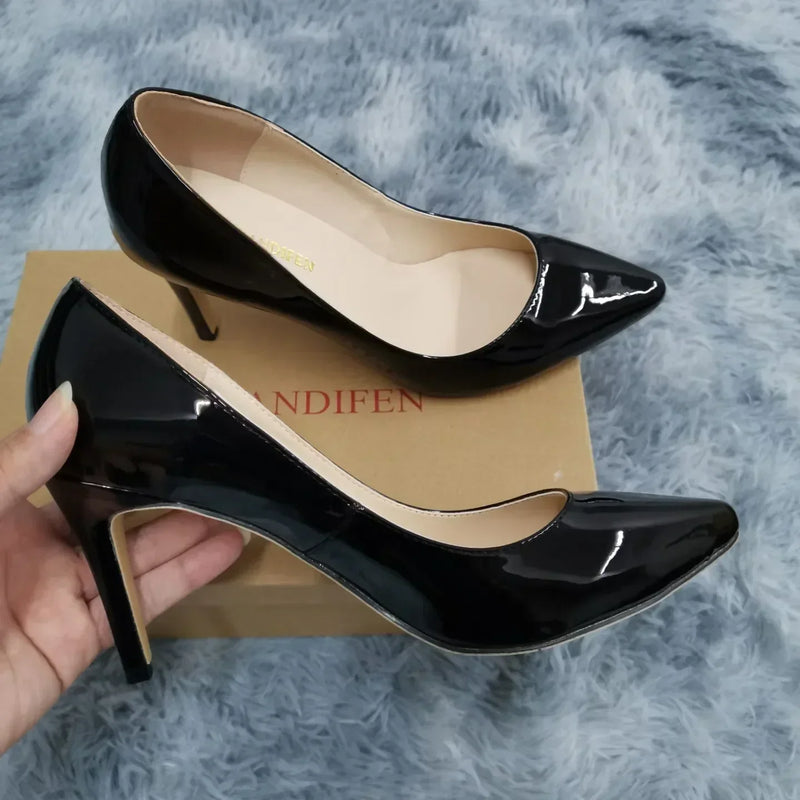 Large Size Women Pumps Classic Pointed Toe High Heels Sexy 9cm Stilettos Female Elegant Comfort Ladies Red Wedding Party Shoes