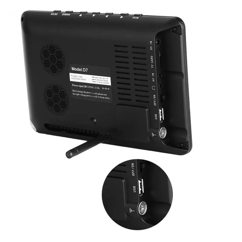 LEADSTAR D7 Rechargeabl 7 inch Portable Television Mini Digital Tv  DVBT2 ISDB-T Full Segment H265/Hevc 800x480 For Brazil Chile
