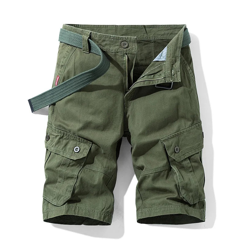 Men Cotton 100% Cargo Shorts New Summer Man Multi Pockets | SAMAG