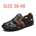 Men's Genuine Leather Sandals 2026 Summer Anti-slip Outdoor Beach Shoes Toe Cap Top Layer Cowhide Men Sandals Large Size 38-48