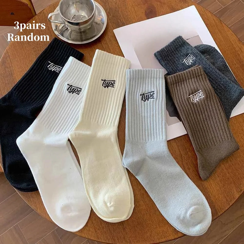Pairs of Fashionable Men's Mid-Calf Sports Socks, Letter | SAMAG