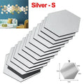Hexagon Acrylic Mirror Wall Sticker Acrylic Adhesive Gold Silver Mosaic Tiles Removable DIY Bedroom Bathroom Home Decor Sticker