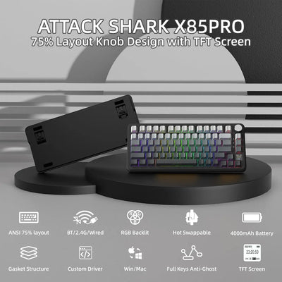 ATTACK SHARK X85Pro 75% Mechanical Keyboard with Screen | SAMAG