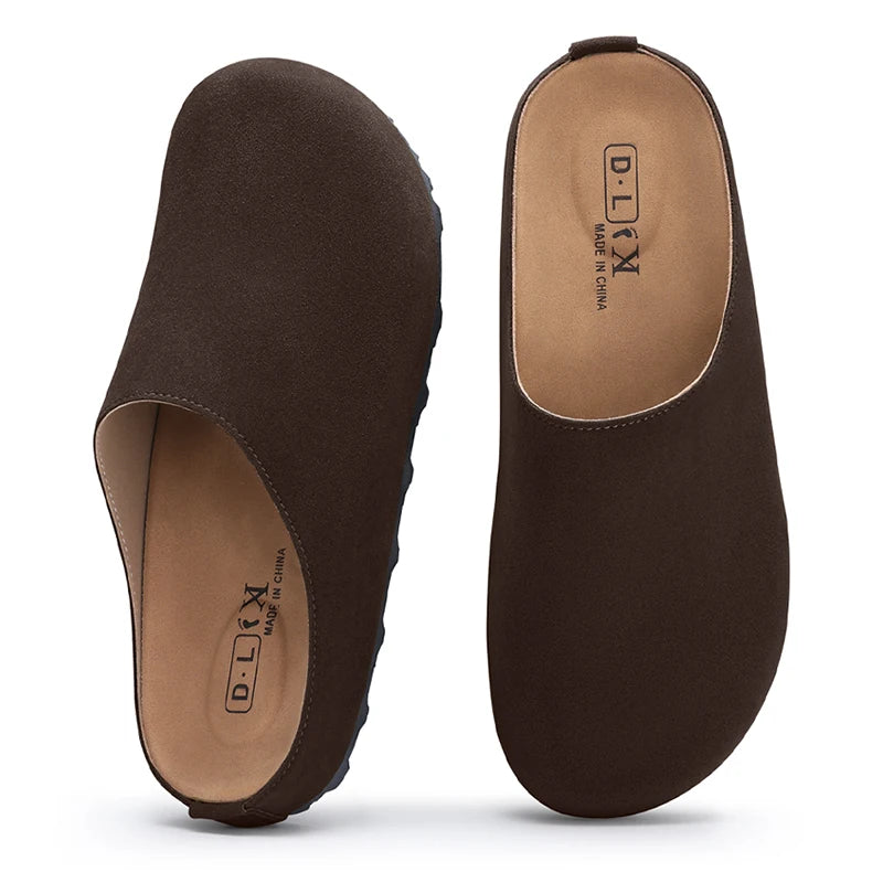 Evshine Women's Suede Clogs Slippers Comfort Sole Sole Flat Mules Fashion Baotou Ladies Potato Shoes Slip On House Clogs Shoes