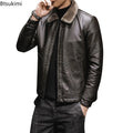 2026 Men's Winter Leather Jacket Middle-aged and Elderly Collar and Plush Fur Integrated Casual and Loose Leather Jacket for Men