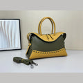 Cross-border contrasting splicing Boston handbag women's fashionable new retro women's large-capacity pillow bag
