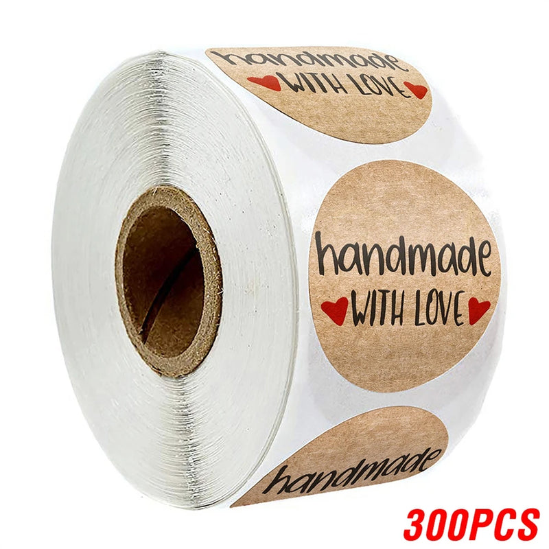 50-500pcs Kraft Paper Homemade With Love Stickers Scrapbooking For Envelope And Package Seal Labels Sticker Stationery Handmade