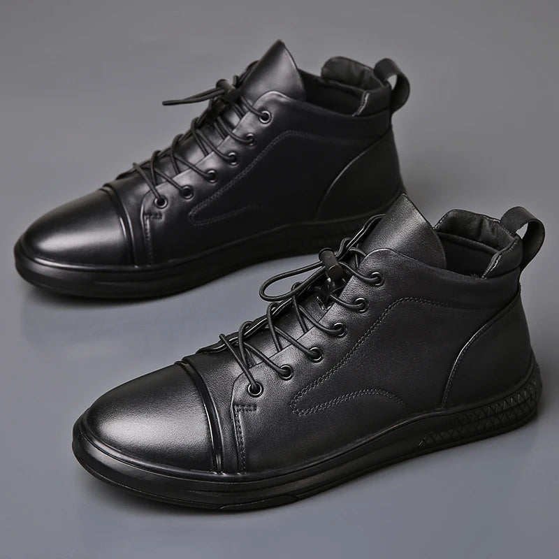 Mens Genuine Leather Outdoor Causal Shoes British Style Flat Designer Antiskid Sports Walking Shoes Comfy Oxford Shoes Hombre